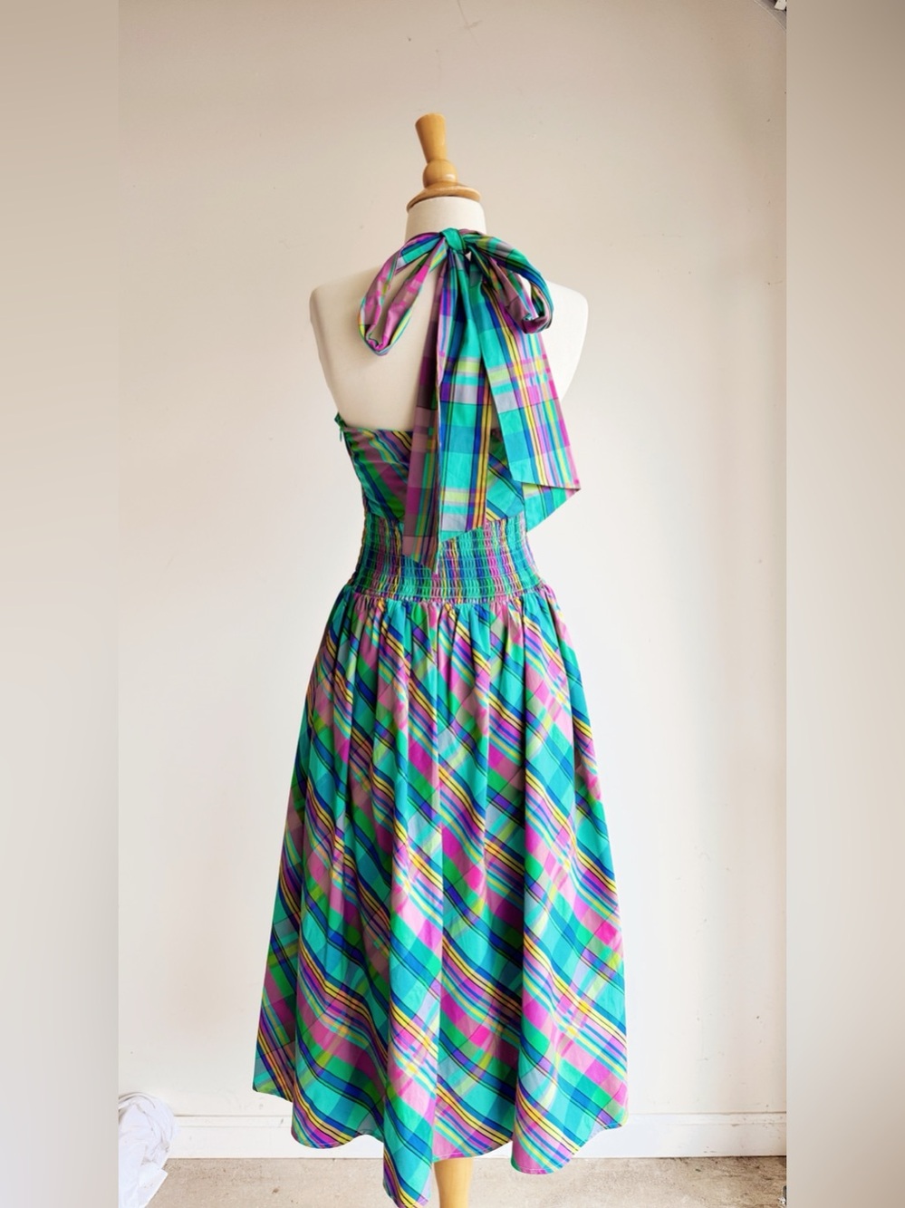 NWT Christopher John Rogers x Target Plaid Bow Back Halter Midi Dress Size 0 - Picture 6 of 8